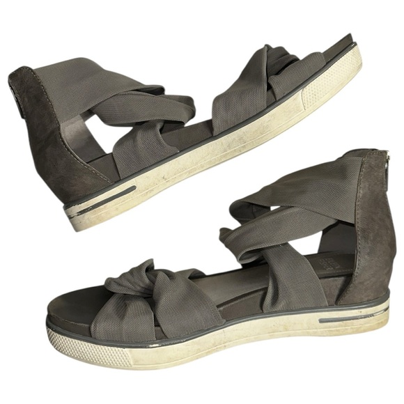 Eileen Fisher Women’s Size 8.5 Gray Mesh Zanya Strappy Platform Zip Back Sandals - Picture 9 of 10